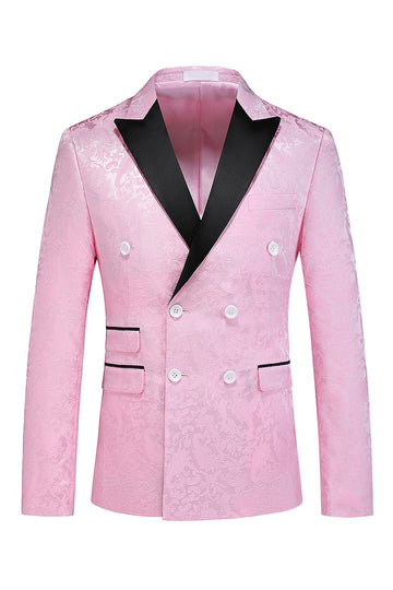 Pink Print Peak Lapel 3-Piece Men Prom Suits